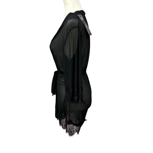 Shirley Of Hollywood Robe Black Mesh & Lace Size L - Picture 3 of 8